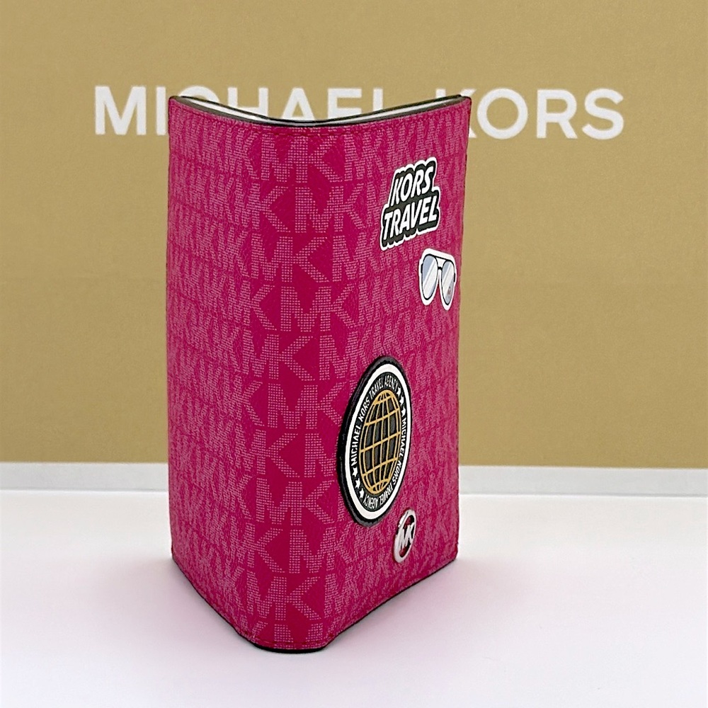 Michael Kors Jet Set Travel Medium Embellished Signature Logo Passport Case -Hol - Picture 5 of 11